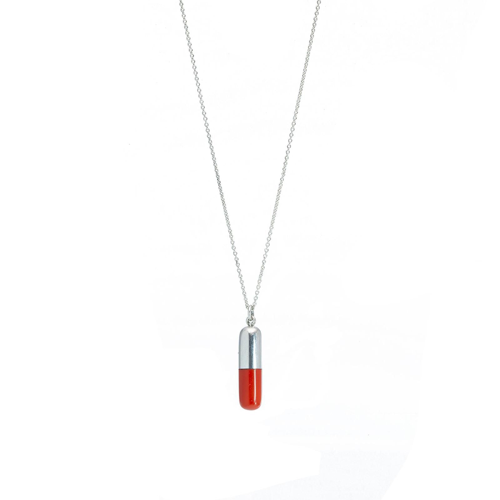 Silver Pill Necklace Fashion Pill Locket Necklace Waterproof